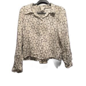 Agnès B. White Patterned Button-Up Shirt – Women's Size Small/Medium
